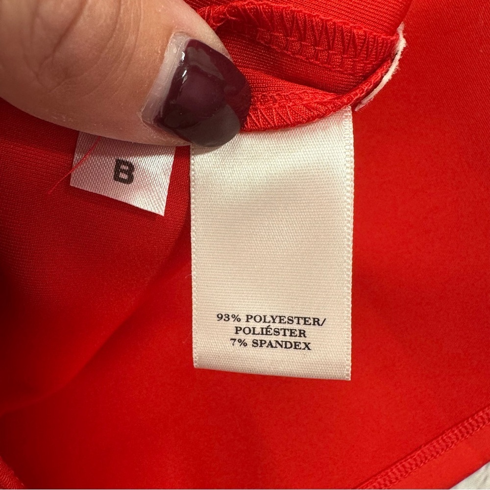 ann taylor bright red fit and flair pleated midi dress sz 0 sleeveless office - Picture 9 of 10